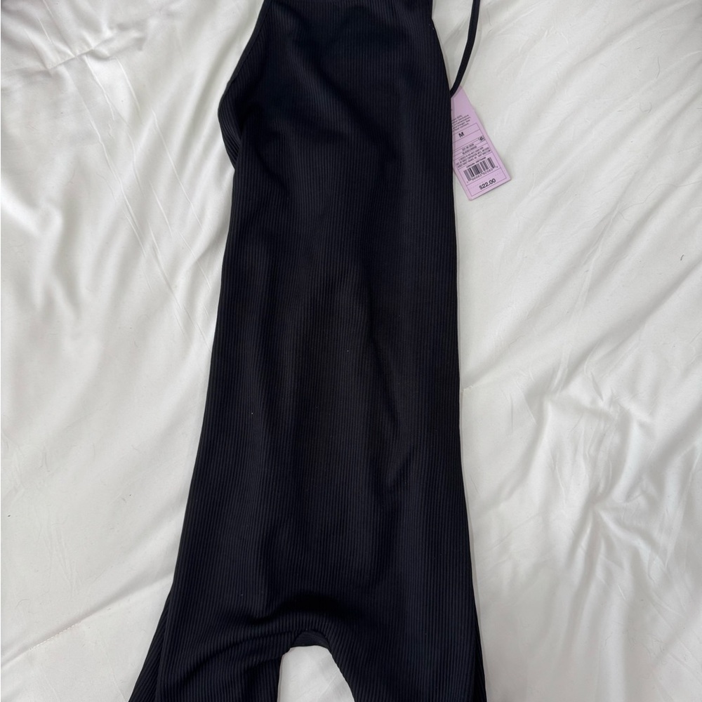 Black Ribbed Jumpsuit